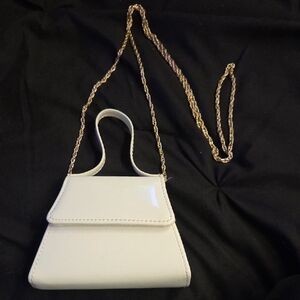 Urban Outfitters White Mini Bag with Gold Chain